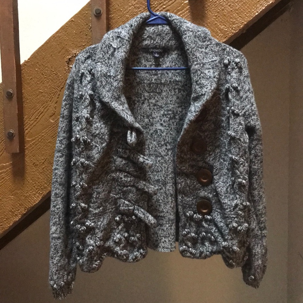 Chadwick’s Gray Stylish Long Sleeve Cardigan S:L
